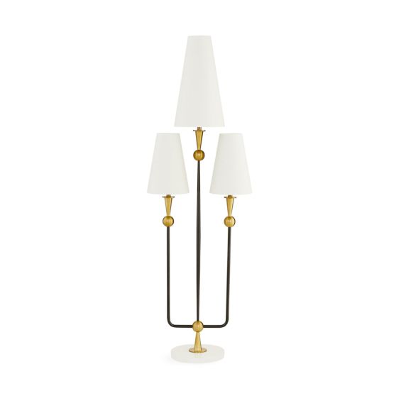 Elegant floor lamp with varying height lampshades