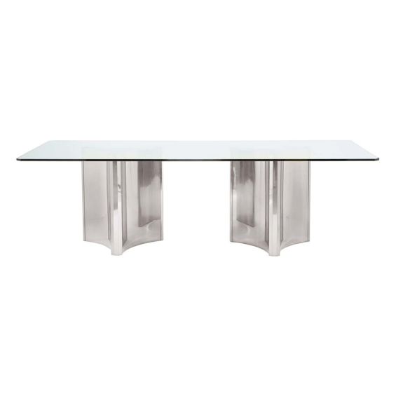 Nickel and glass dining table