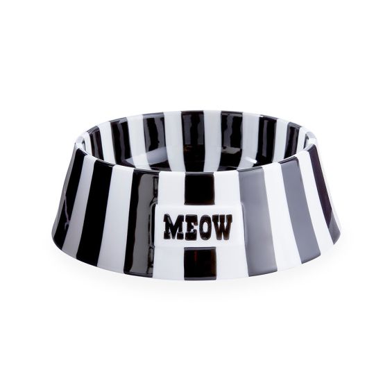 Contemporary black and white design cat bowl