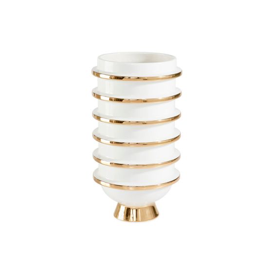 Chic vase with gold rings and gold flared base