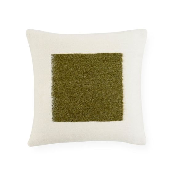 Gorgeous modern cushion with olive square design in soft wool