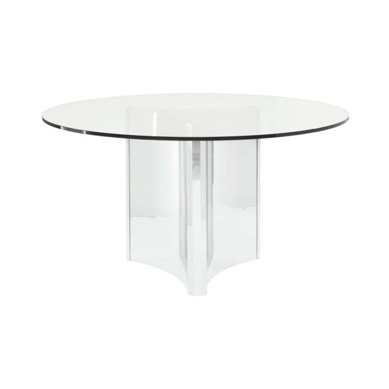 round, clear and nickel dining table
