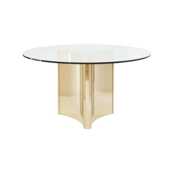 glass and brass dining table