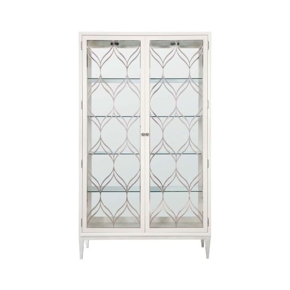 Luxurious display cabinet with a steel grill decorative detail.