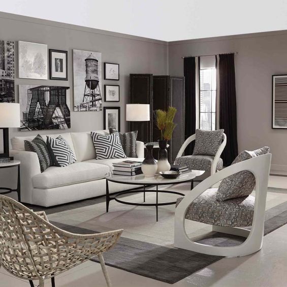 circular coffee table in black stainless steel and faux marble
