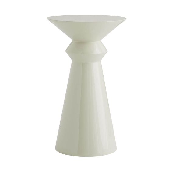 White fibreglass side table with geometric silhouette