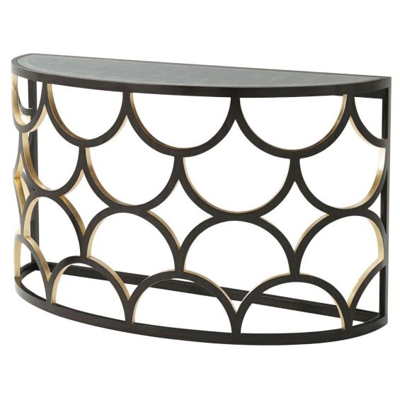Black and gold carved console table