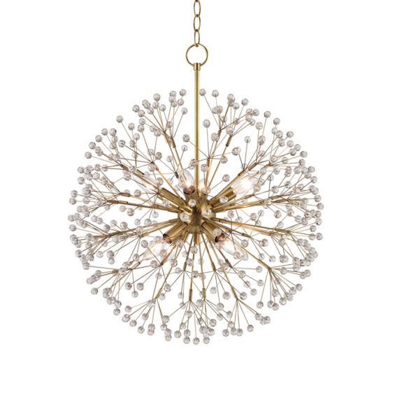 A sparkling and magical firework-style chandelier with crystal beads by Hudson Valley