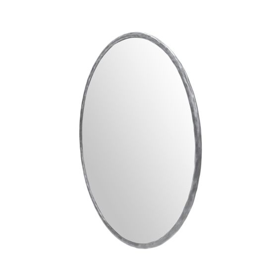 A luxurious round antique brushed nickel wall mirror