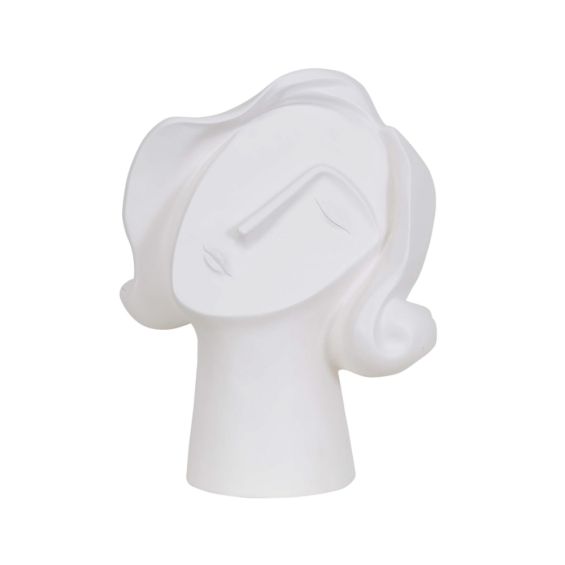 A contemporary and abstract cubism-inspired lady face art deco sculpture 