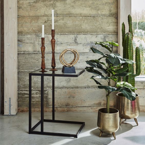 Sleek, minimal side table in brushed bronze finish