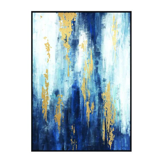 Dazzling blue and gold abstract canvas