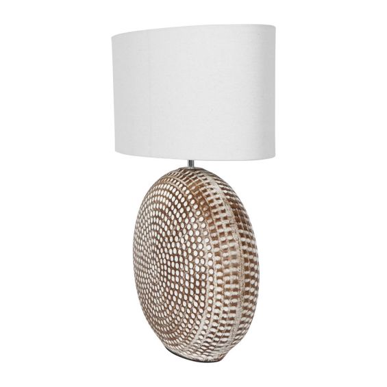 textured round lamp in natural brown tones