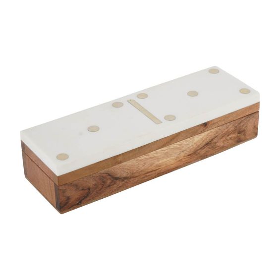 White and gold domino set in resin box