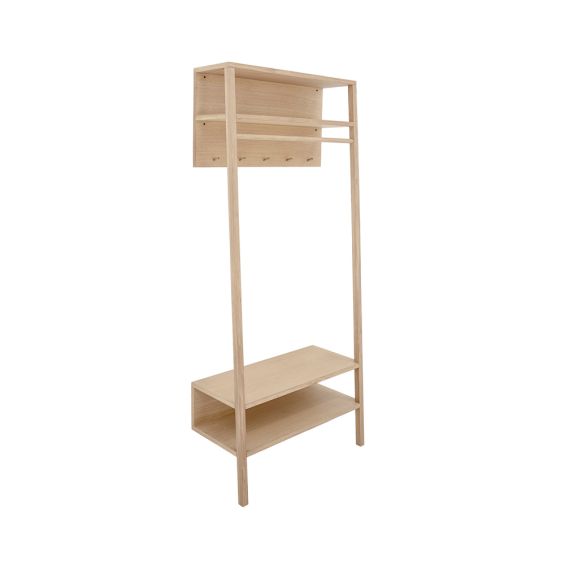 A luxurious natural oak Scandinavian-style clothes rack