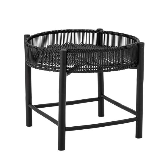 A chic and sophisticated round black bamboo side table 