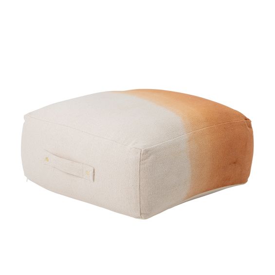 White and orange Ombre square pouffe