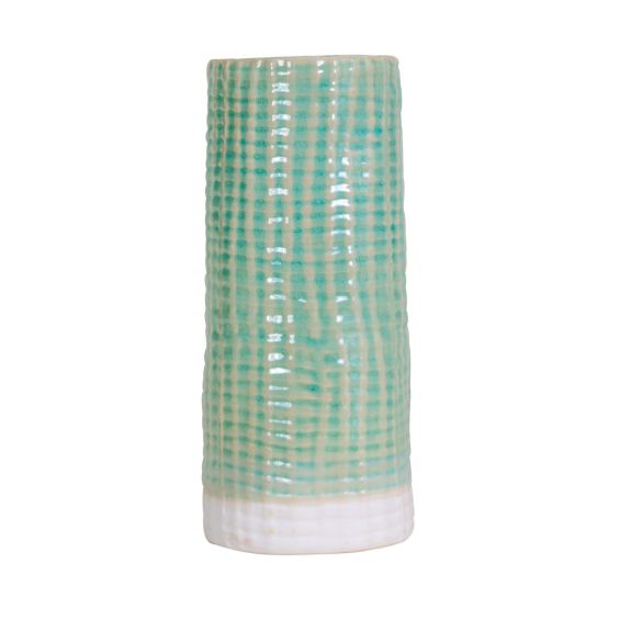 A fine earthenware ceramic mint green pastel hue vase 