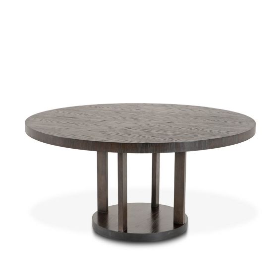 Sophisticated round dining table with plinth base