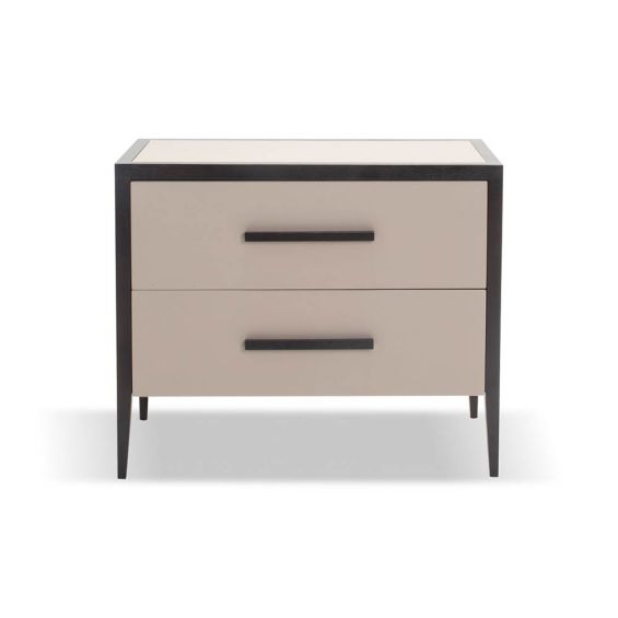 Elegant faux leather chest of drawers in a sophisticated neutral
