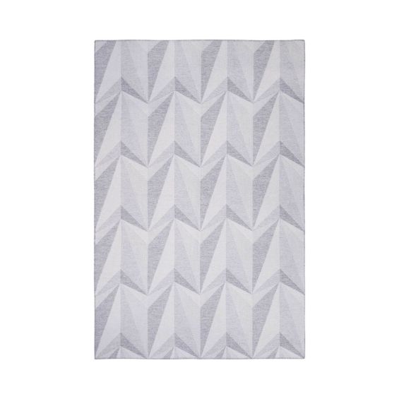 Geometric patterned throw in ash, mono and taupe colours
