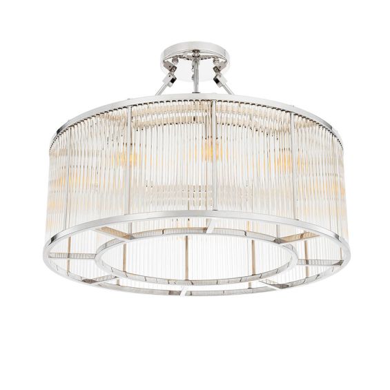 Bright and glamorous round ceiling light with ribbed glass details