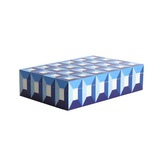 Blue cube pattern storage box