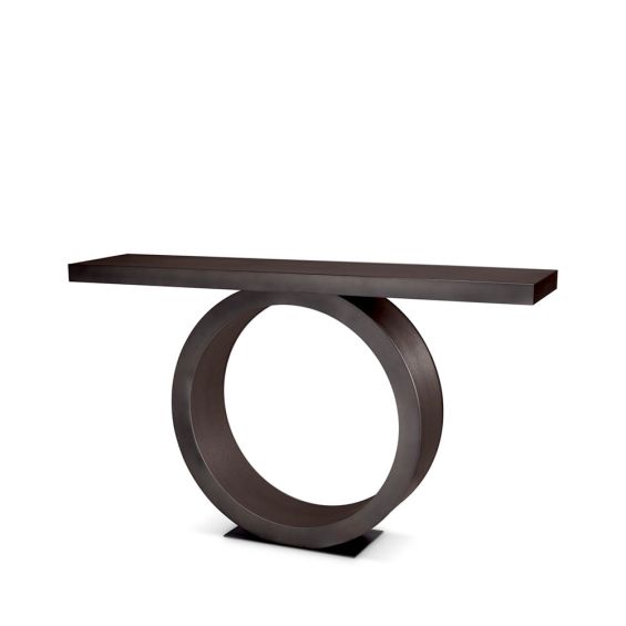Sleek and chic console table with rounded base and balanced top