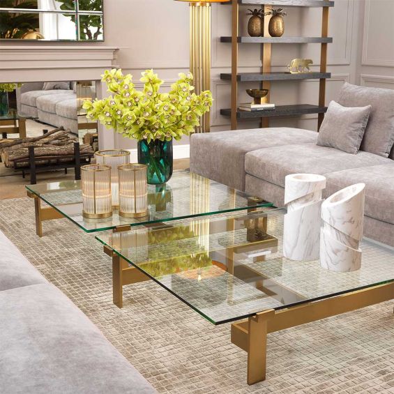 brass and glass coffee table