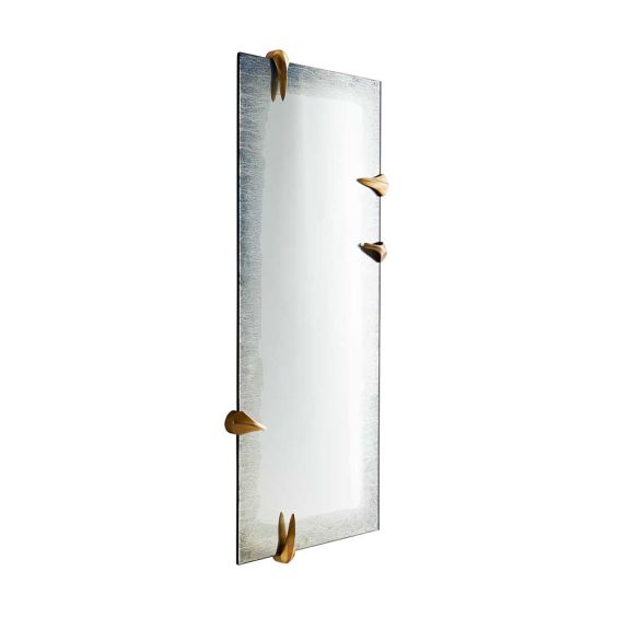 Smokey edged long mirror with brass claw details