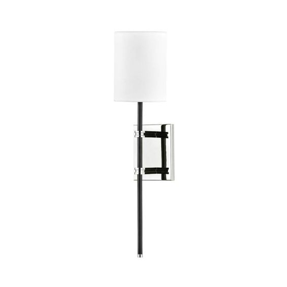 Nickel based wall light with bold black accents