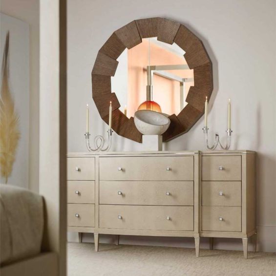 Beautiful, bright dresser with cream shagreen finish