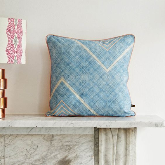Refreshing patterned cushion in beautiful blue finish