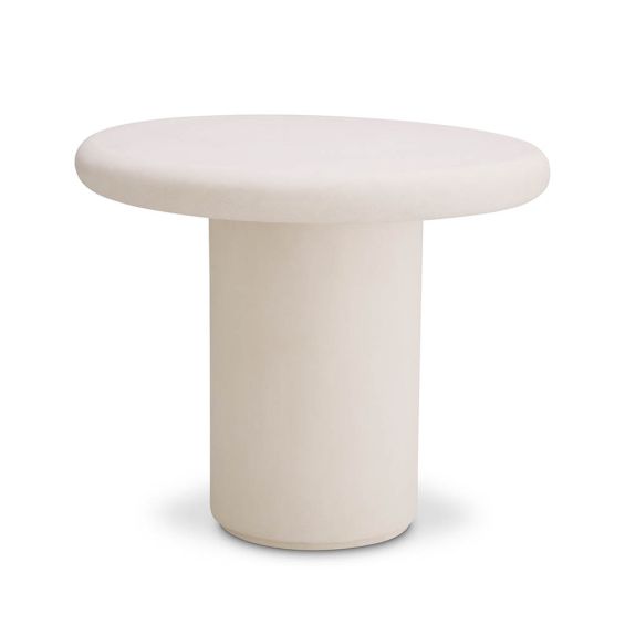 Organic rounded side table in white concrete finish