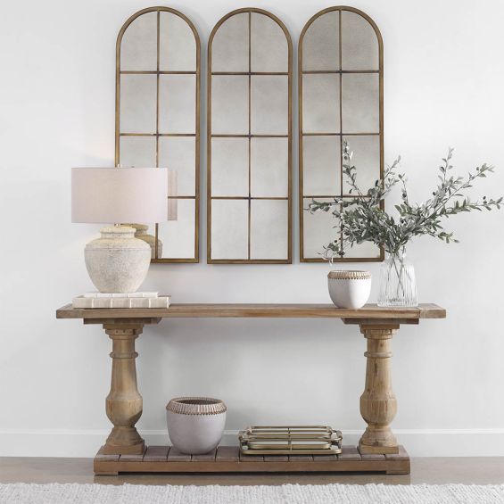 Sophisticated brown wooden console table
