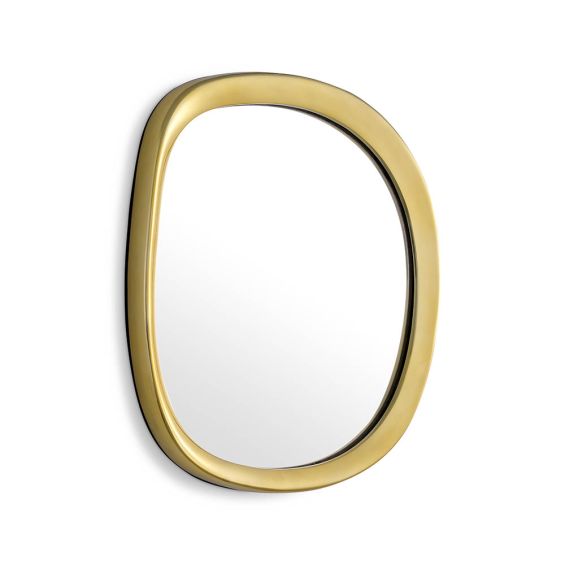 A luxury wall mirror by Eichholtz with an organic shape and glamorous gold finish