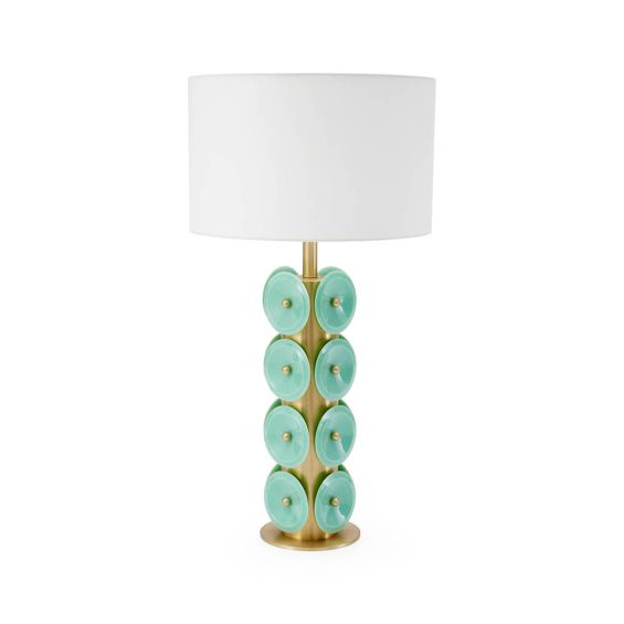 White and gold lamp with mint disks