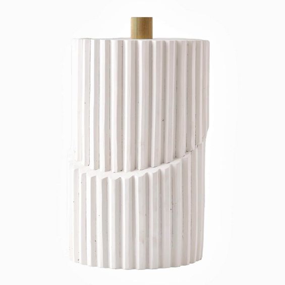 Ivory resin ribbed jar with brass lid