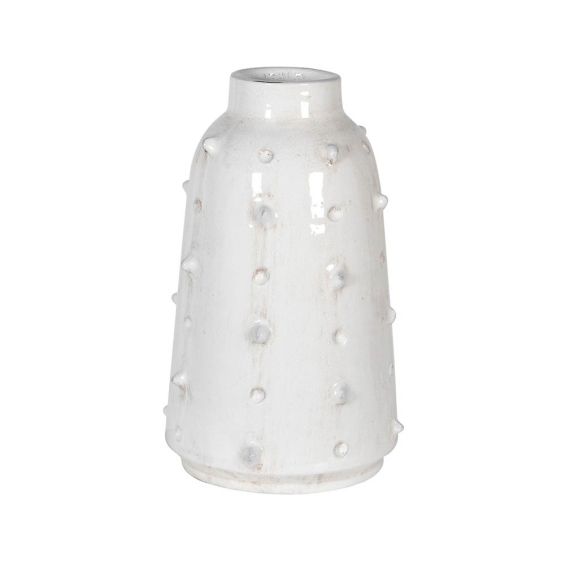 Luxurious, glazed vase featuring a distressed finish and protruding pattern