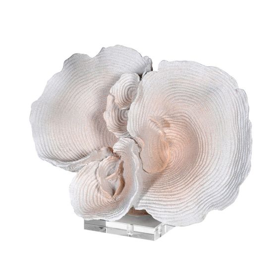 An elegant coral-inspired resin sculpture with a clear acrylic base