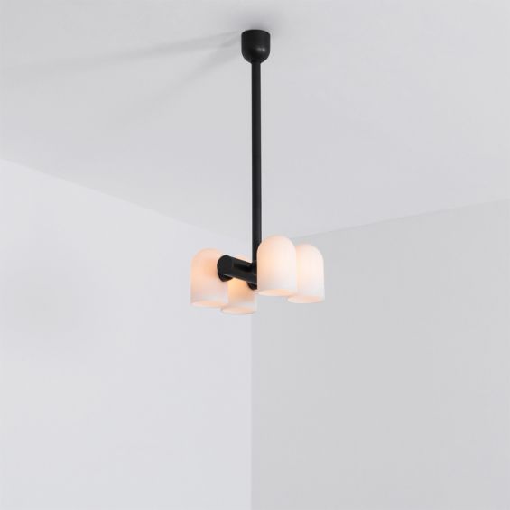 Industrial and modern style pendant ceiling lamp in a solid black brass finish