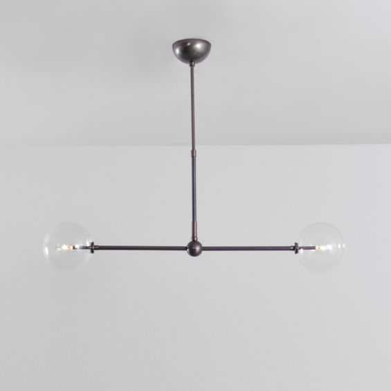 Black brass finish industrial style pendant ceiling lamp with clear glass globes