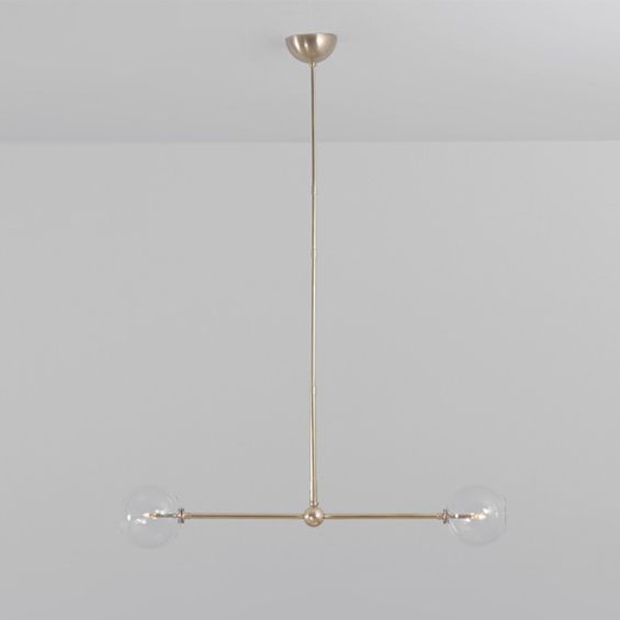 Industrial natural brass finish ceiling light with clear glass globe lampshade