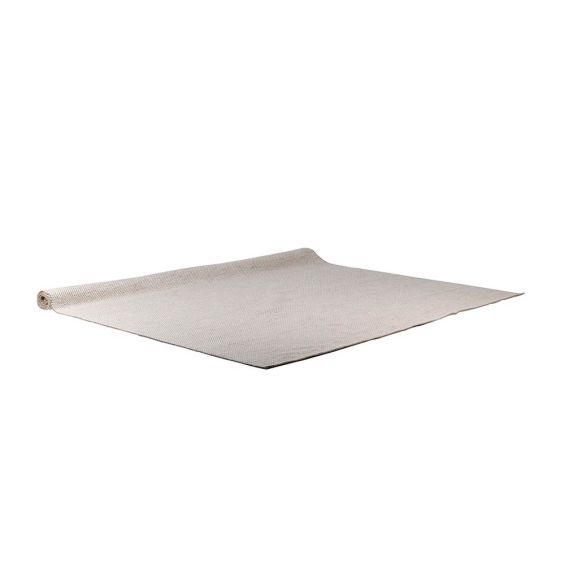 Sleek and simple wool and polyester beige rug