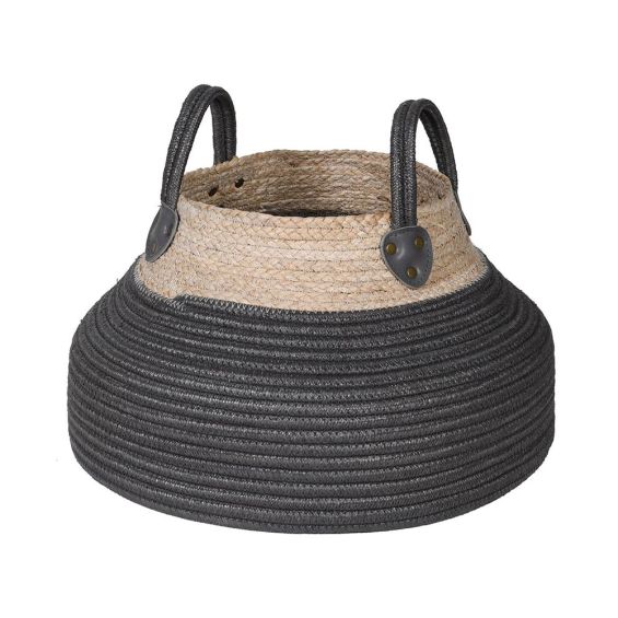 A glamorous maize and rope contrast storage basket with handles 