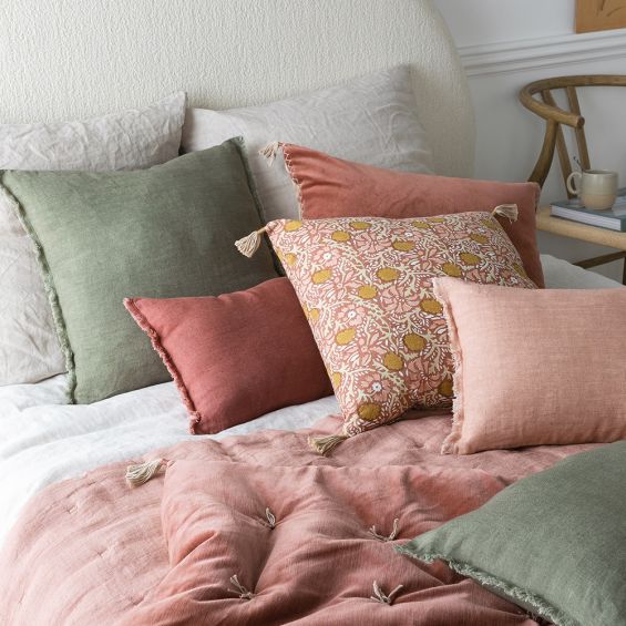 Lovely Kahki Cushion with fringed edges