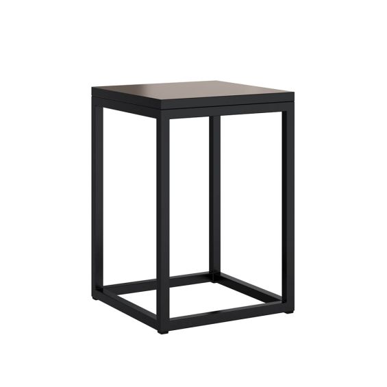 Sleek square silhouette side table in matt black 