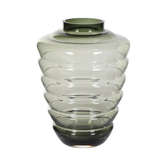 A luxurious tinted glass flower vase shaped like a beehive 