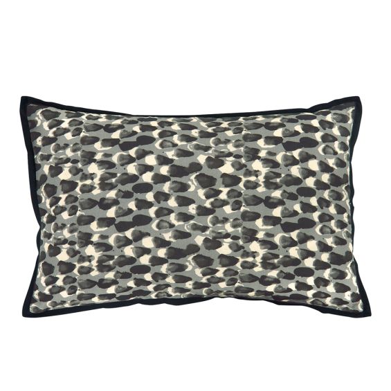 artistic grey and white splodge patterned cushion