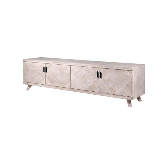 A gorgeous Scandinavian inspired tv unit with four doors and plenty fo storage